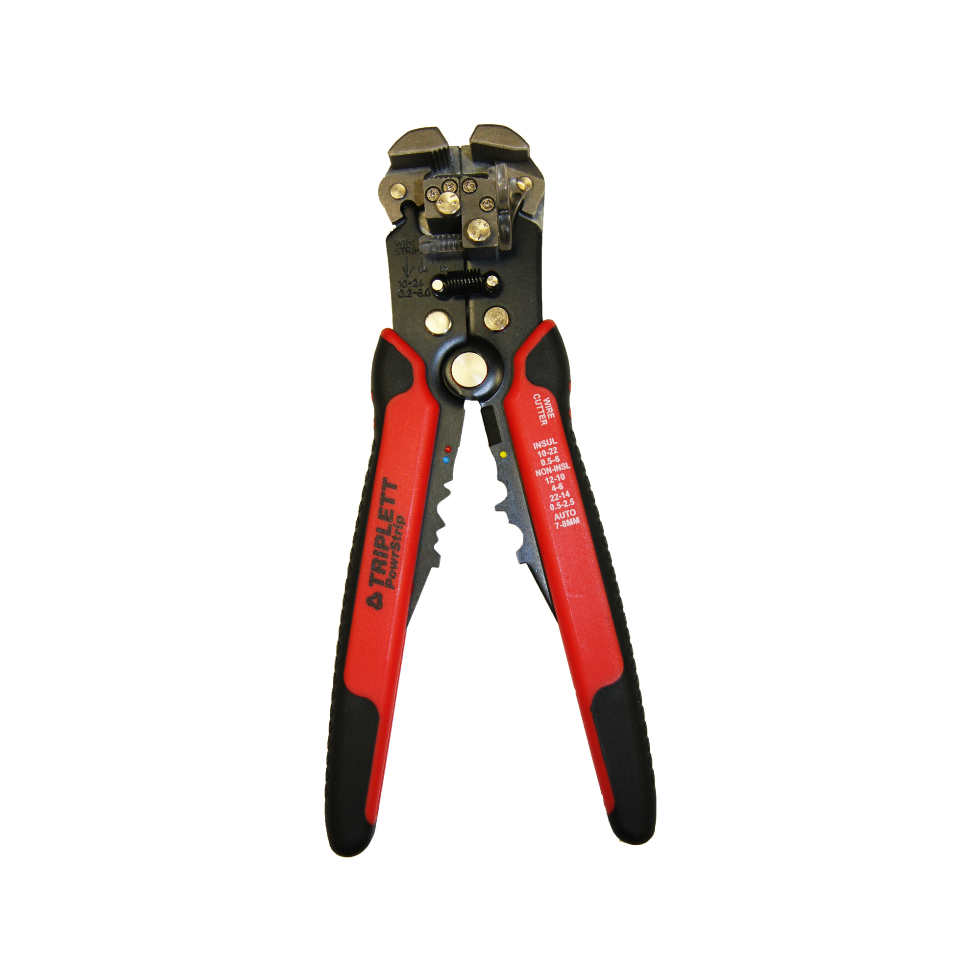 Triplett PowrStrip Automatic Wire Stripper — 8 to 30 AWG, Built-In Wire Cutter, ErgoTex Handles, Model# TT-240